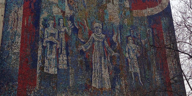 Mosaics on a wall in Bishkek